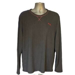 Puma Sport Lifestyle Logo Thermal Size XL Gray Waffle Knit Embroidered